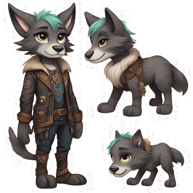 Cool cute Kawaii edgy fantasy animal  fursona Fionbri by griffsnuff & LiLaiRa & Falvie full body emoji