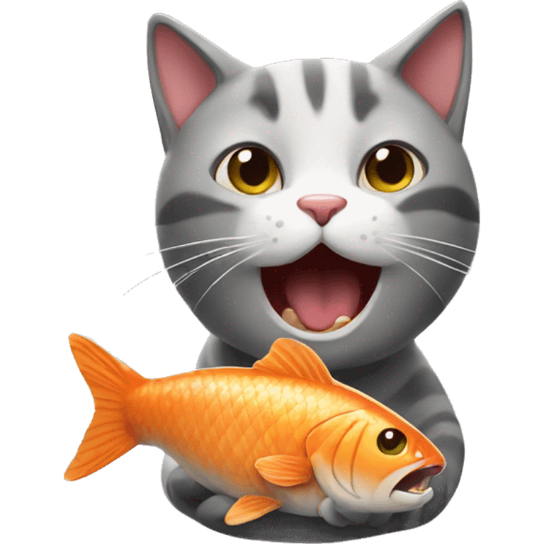 cat eating fish emoji