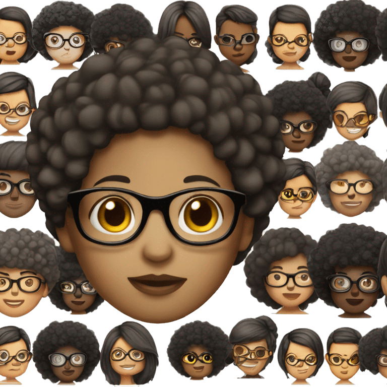 A girl with a Afro wearing black glasses That is mixed skin color emoji