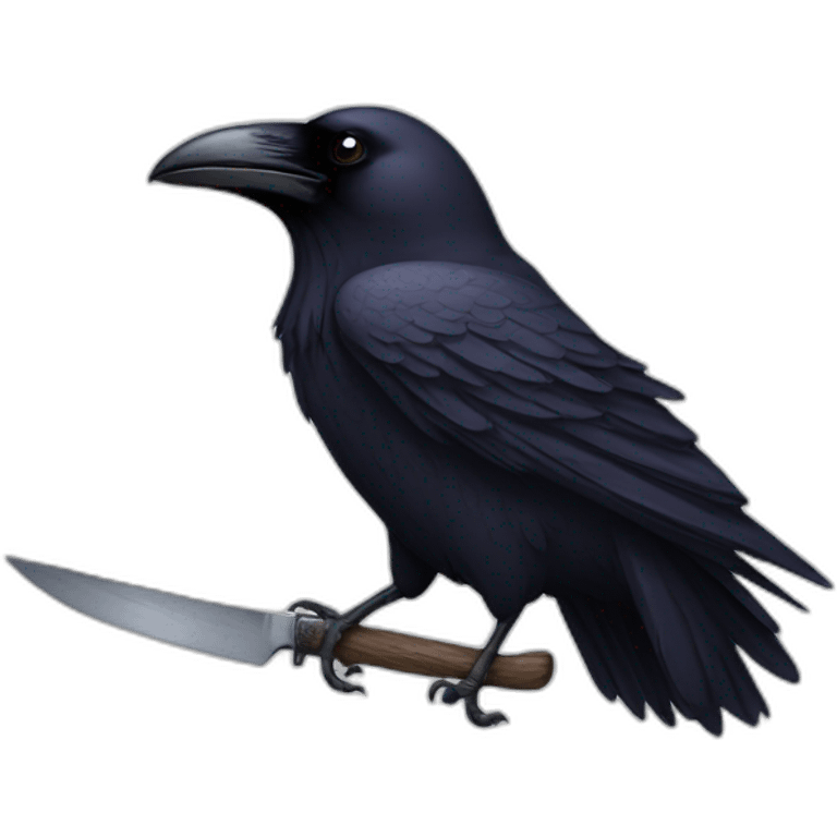 Raven with a knife in beak emoji