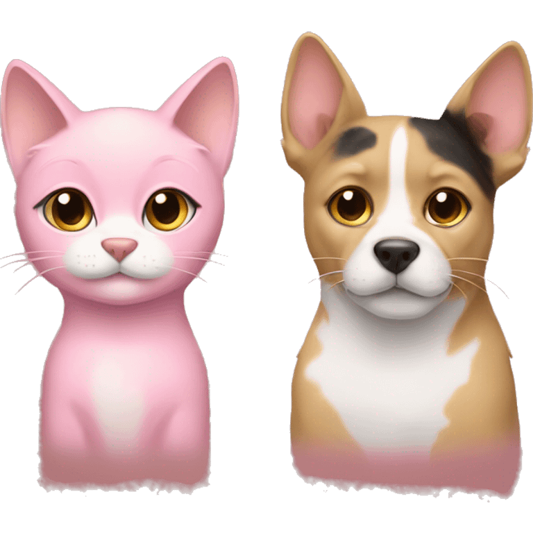 pink and gold cat and dog emoji