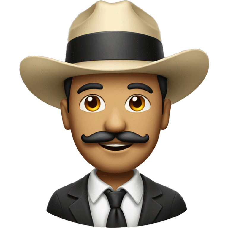 Awesome face with mustache and hat barbeque emoji