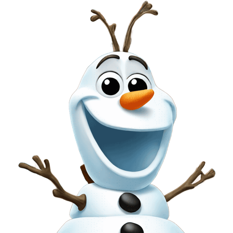 Olaf from frozen, standing in front of a gingerbread house emoji