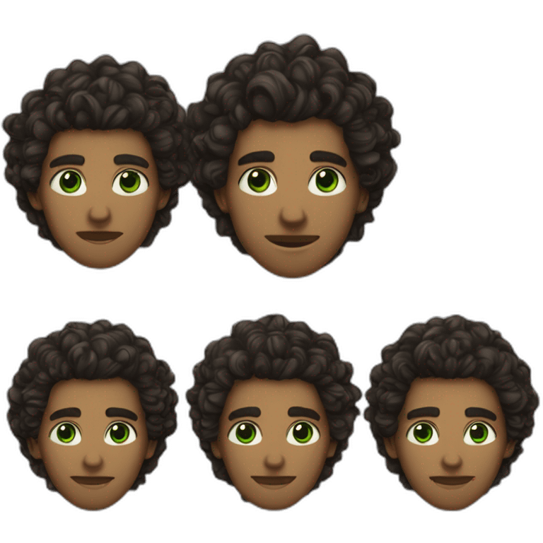 Jeune homme Algérien brun avec des cheveux noir curly et des yeux vert et un jawline charp emoji