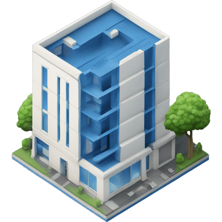 small modern building 3d isometric blue and white, chase logo modern building, blue and white building with chase logo, chase bank logo, chase logo emoji