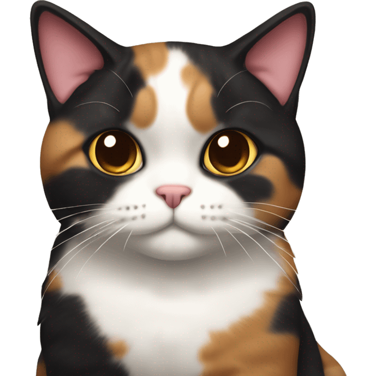 Fat calico cat with dark sundae emoji