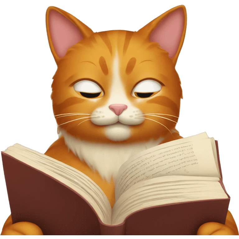 ginger cat reading a book of rules emoji