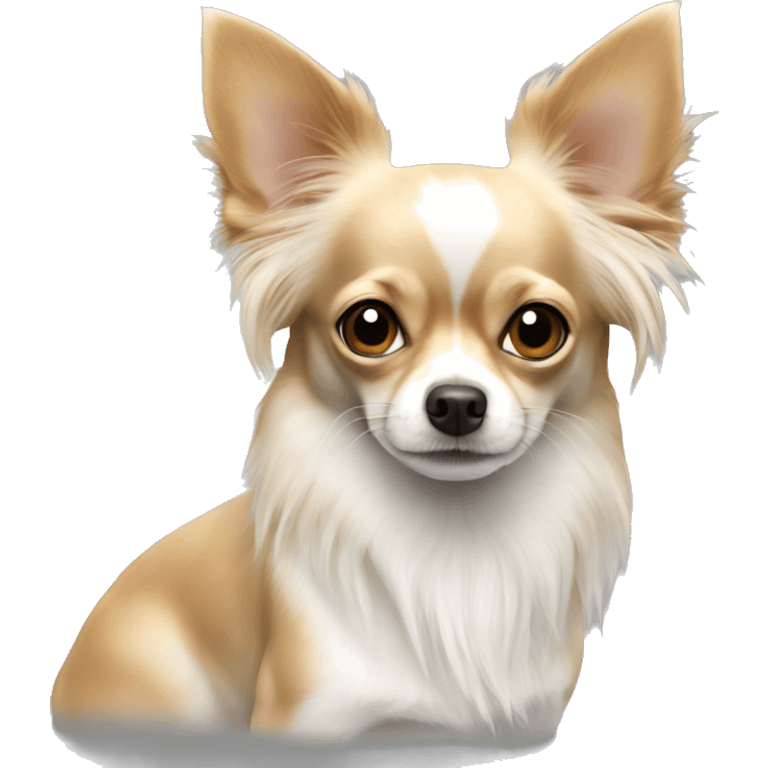 white and caramel colour chihuahua half long haired emoji