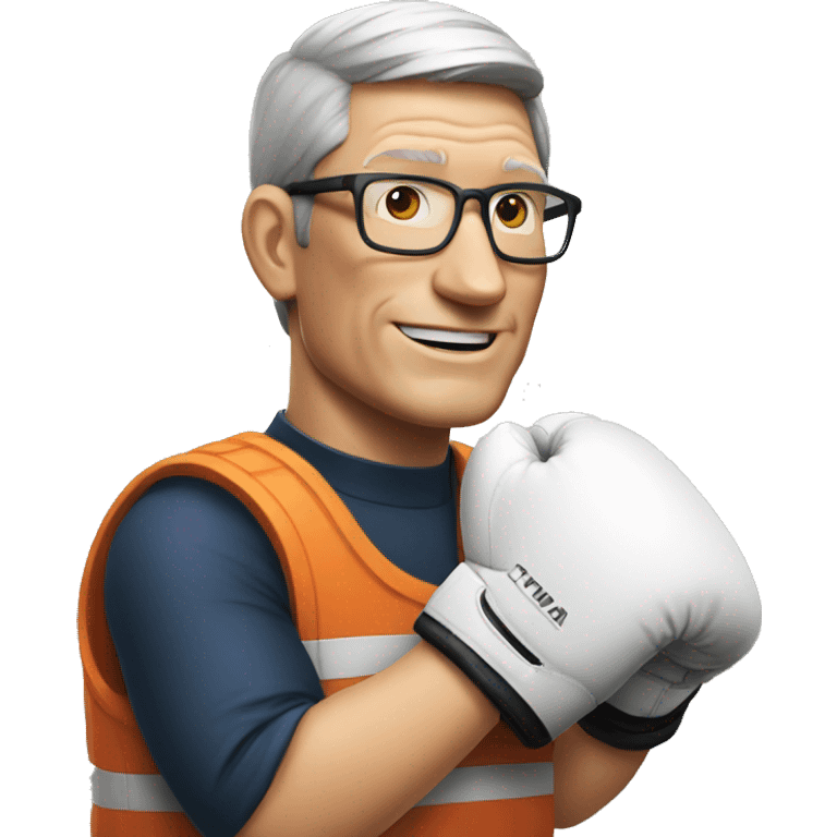 Tim cook with box gloves emoji