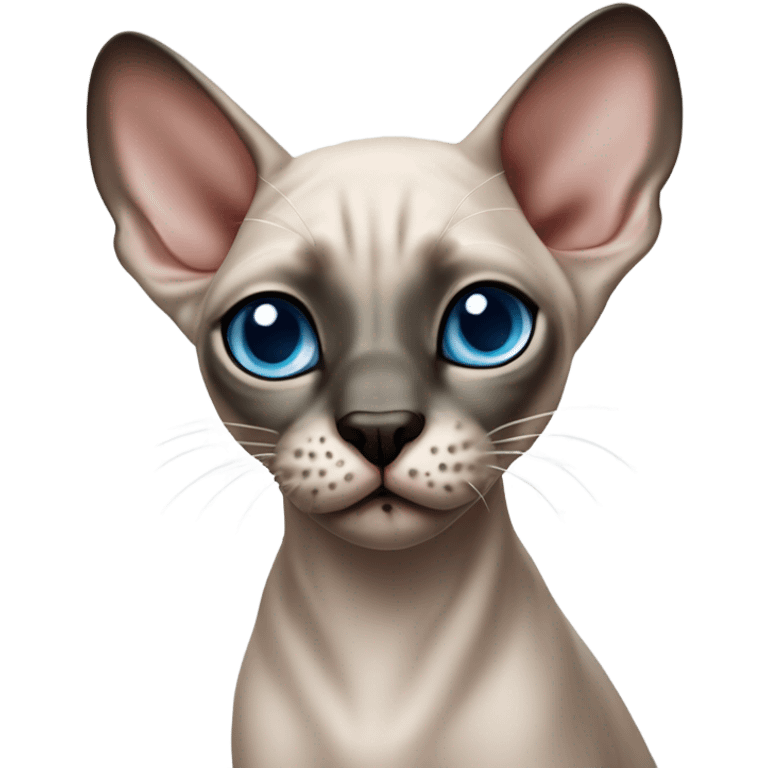 Seal point mink sphynx blue eyes dark nose without whiskers  emoji