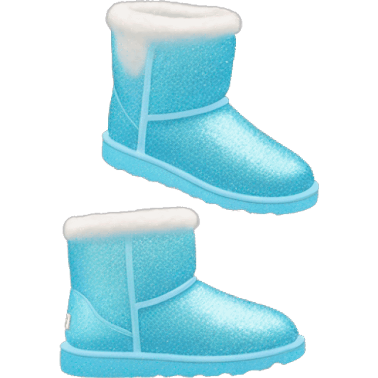 Realistic light blue glitter and fur Ugg boots. emoji