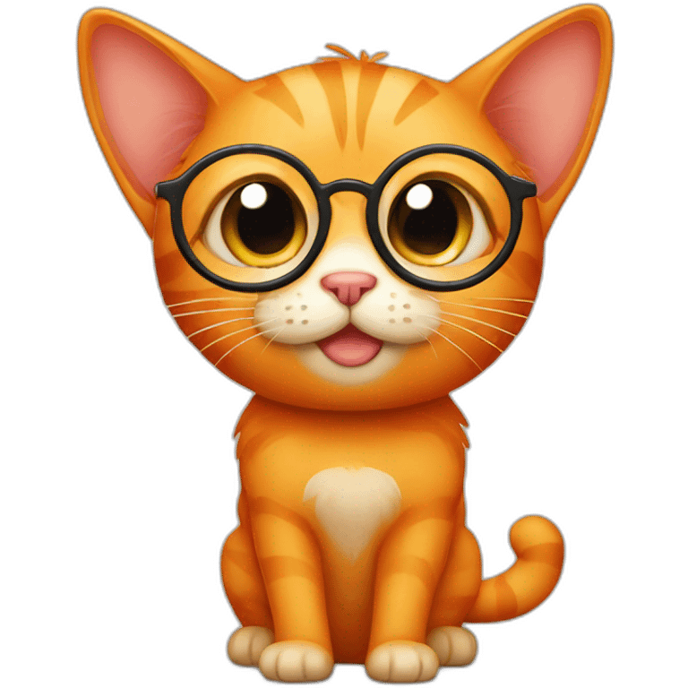 cute orange cat with round glasses emoji