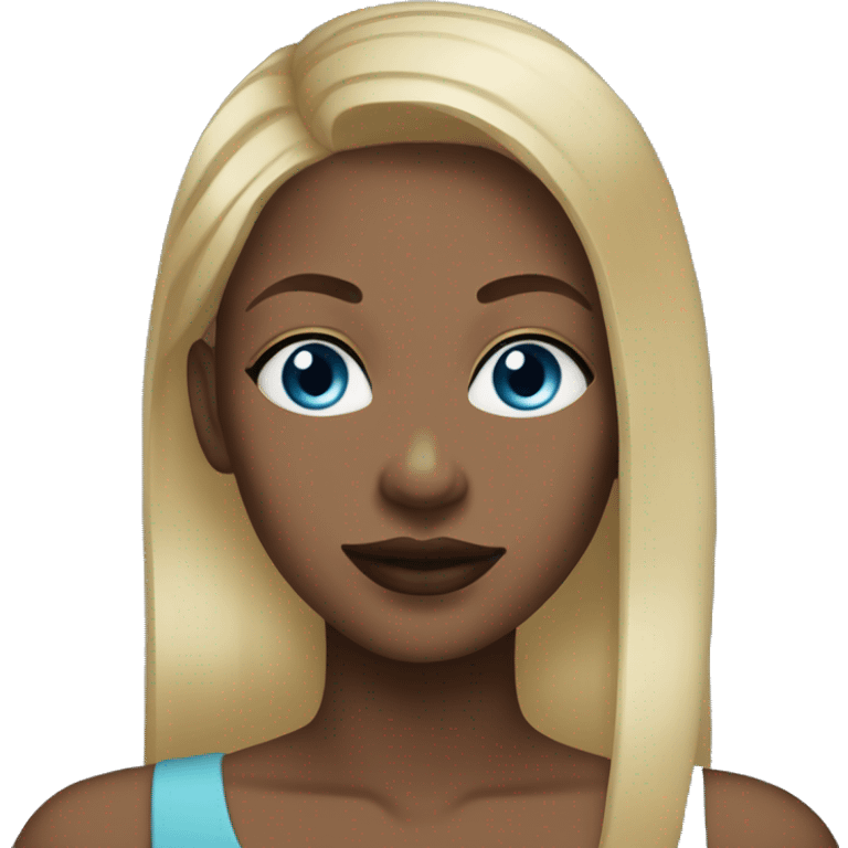 black woman blonde ponytail blue eyes full lips emoji