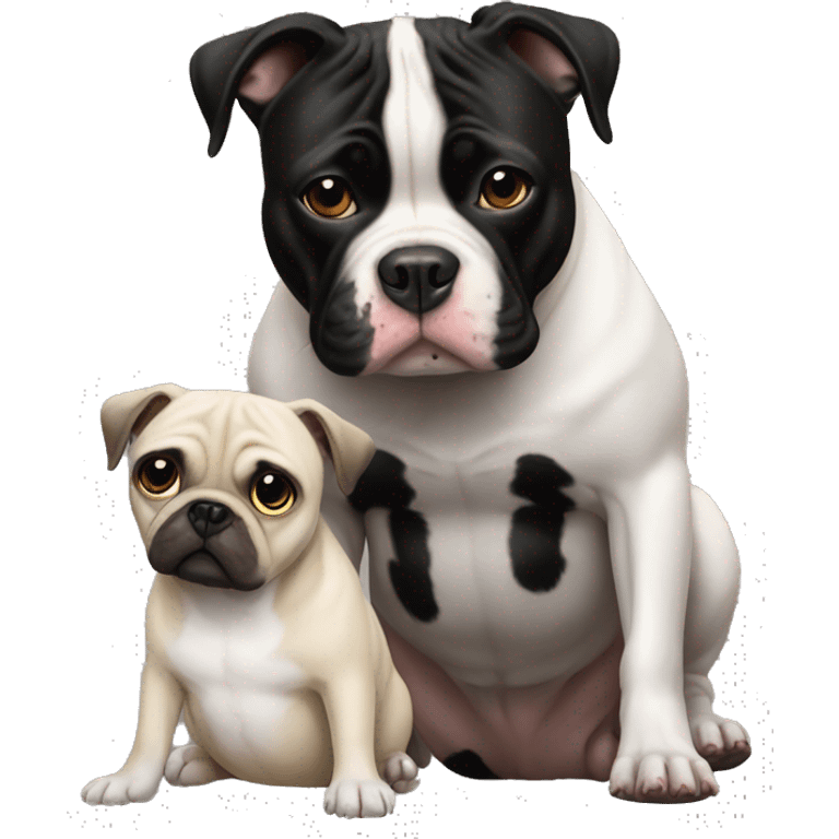 Black and white pitbull and pug emoji