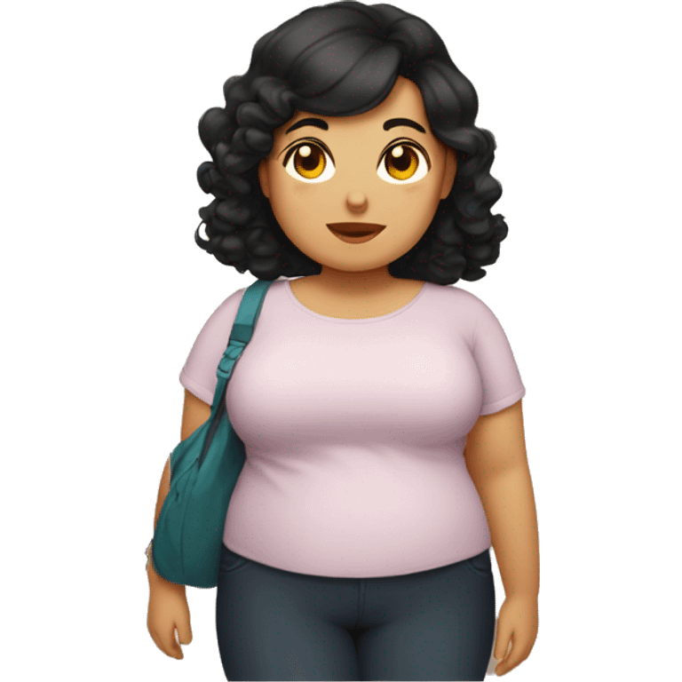 Overweight Southeast Asian girl with short, curly black hair emoji