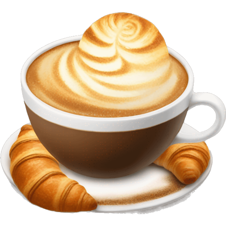 Cup of cappuccino with croissant emoji