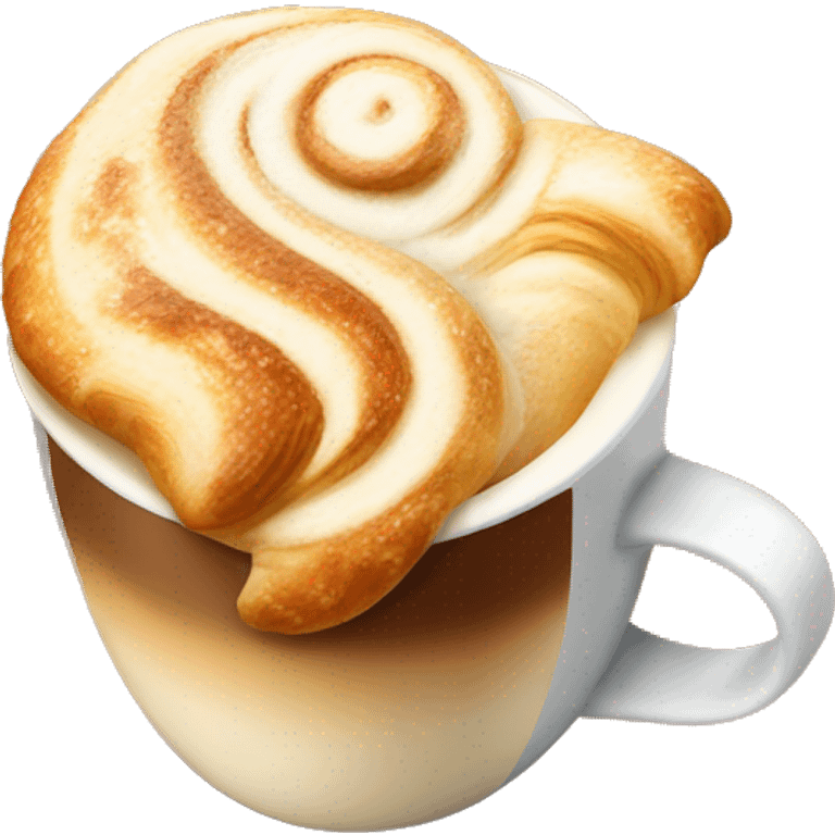 Cup of cappuccino with croissant emoji