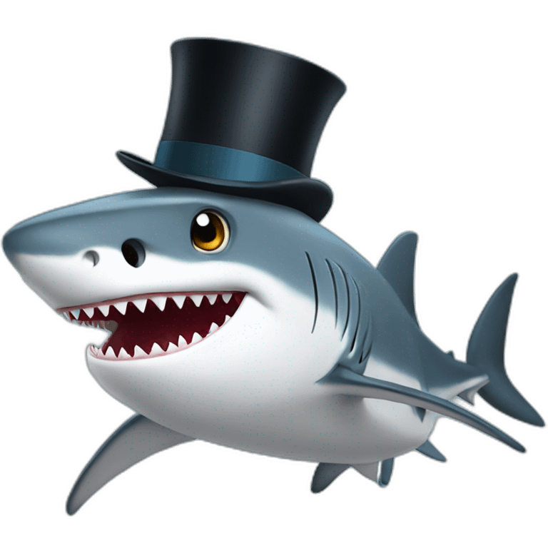 Shark with a top hat emoji