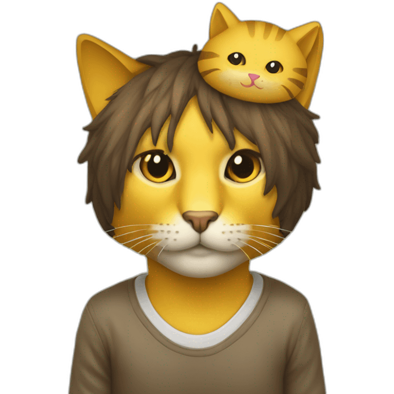 Coussin jaune avec un chat dessus emoji