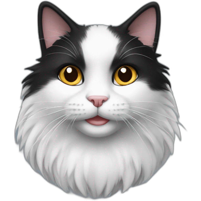 fluffy black and white cat emoji