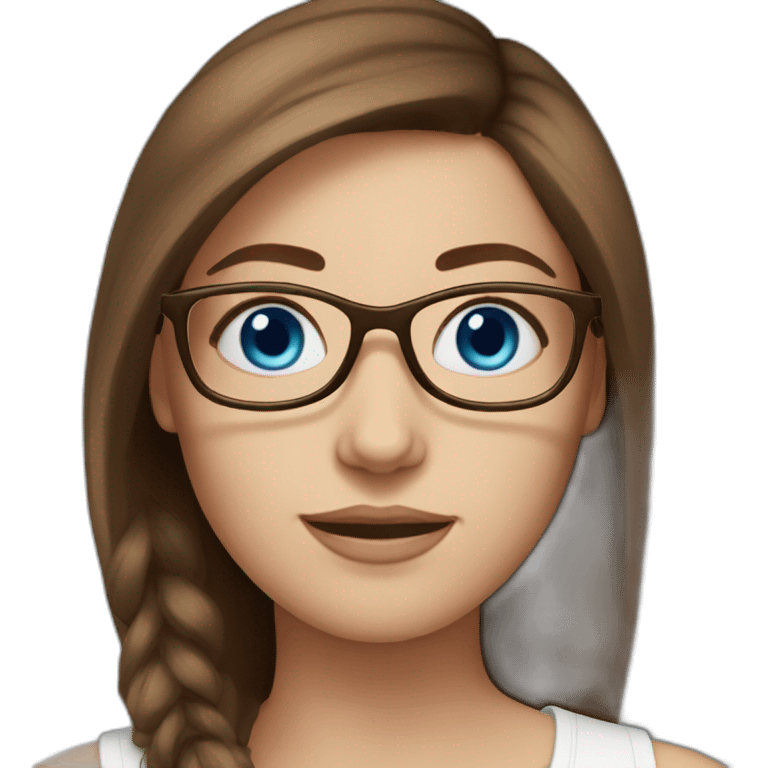 women-blue eyes-brown hair- round glasses-white skin- emoji