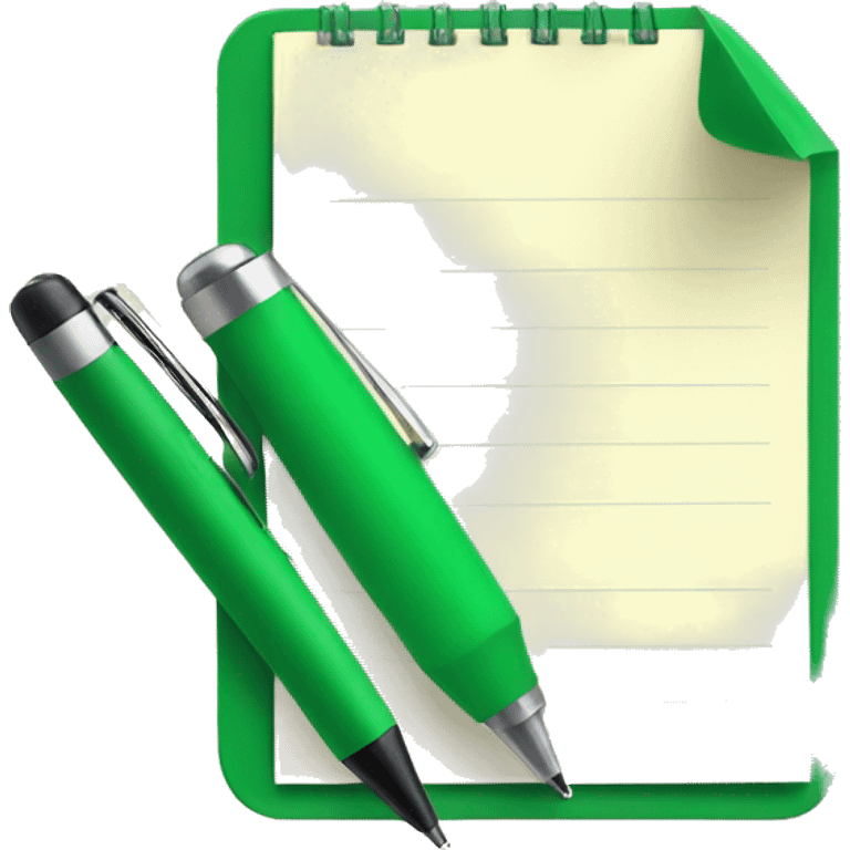 A pen and a green notepad emoji