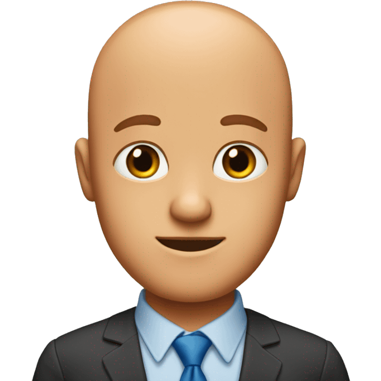 an almost bald man with orange hair on his sides, a red shirt and a blue tie emoji