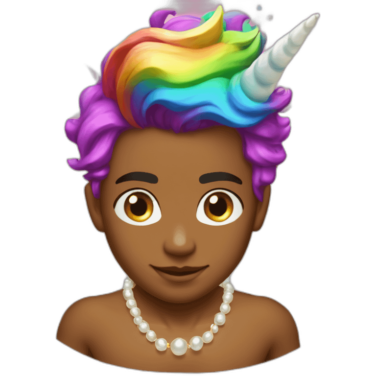 posh-muscle-boy-with-pearl-necklace-and-rainbow-unicorn-hair-in-golden-bathtub emoji