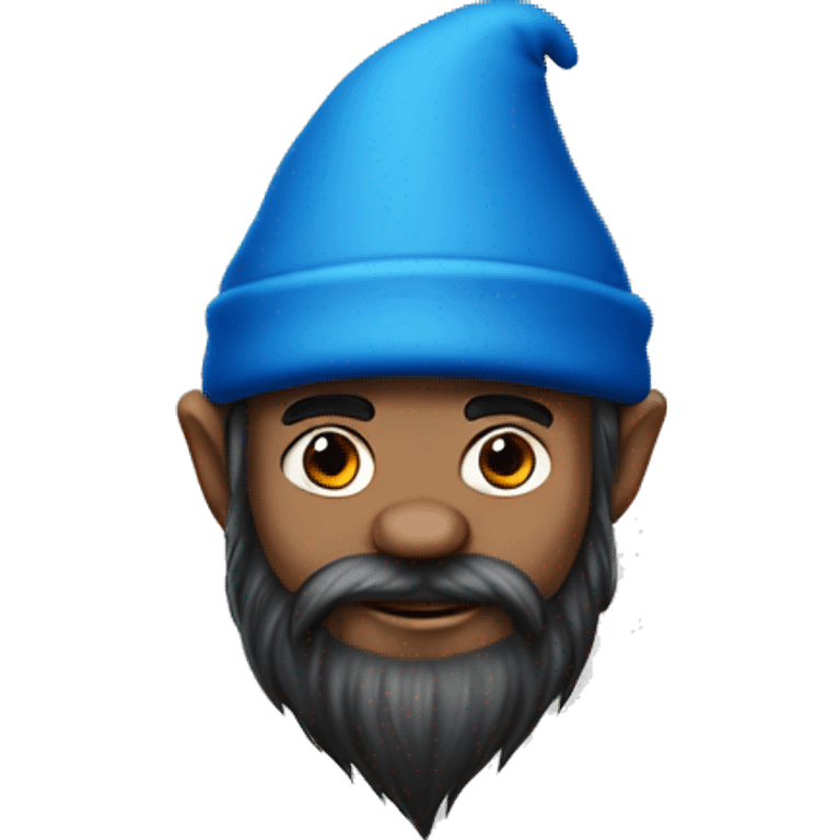 gnomo with dark beard, young, blue hat emoji