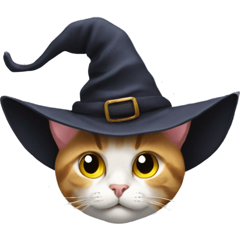 cat hearing a witch hat emoji