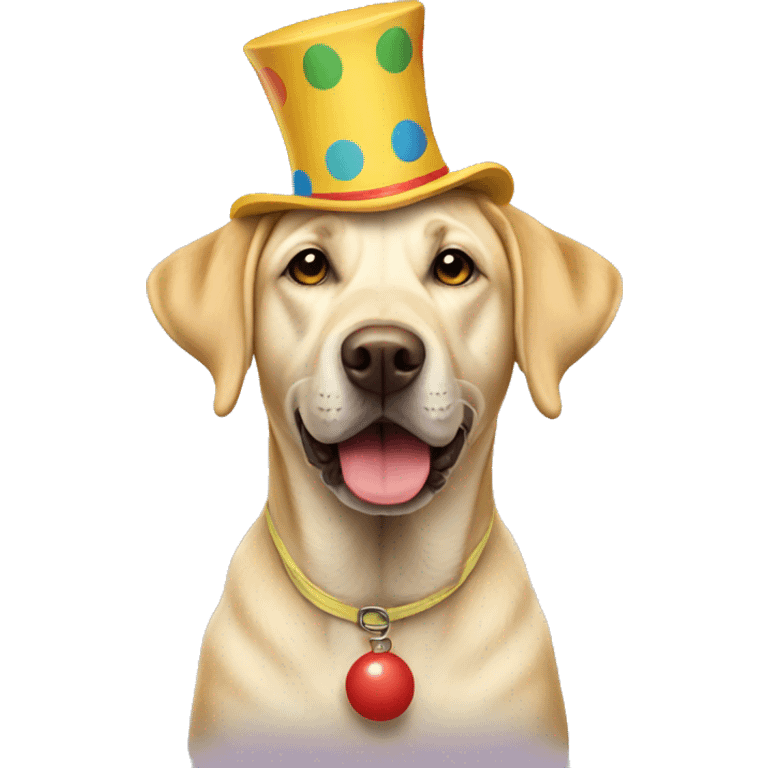 yellow lab in clown hat emoji