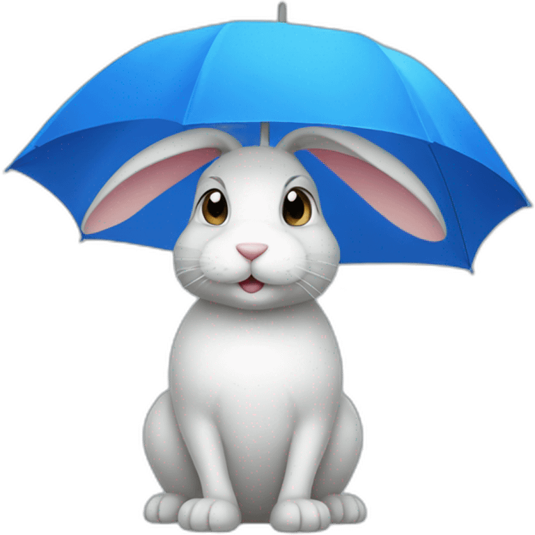 rabbit under blue umbrella emoji