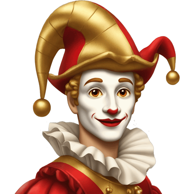 Vintage Jester high cheekbones, red, gilded  emoji