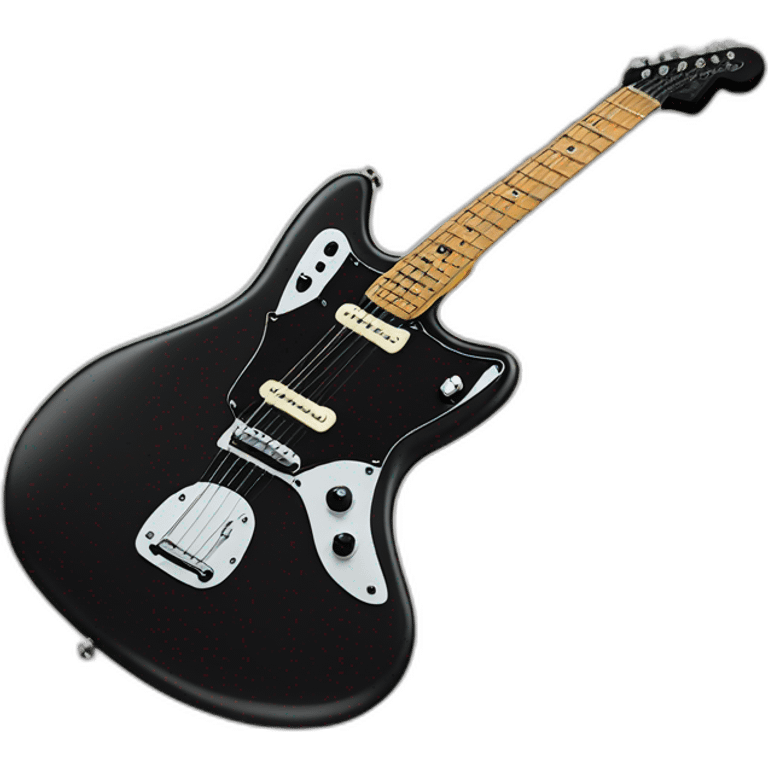 realistic all black fender jaguar guitar emoji