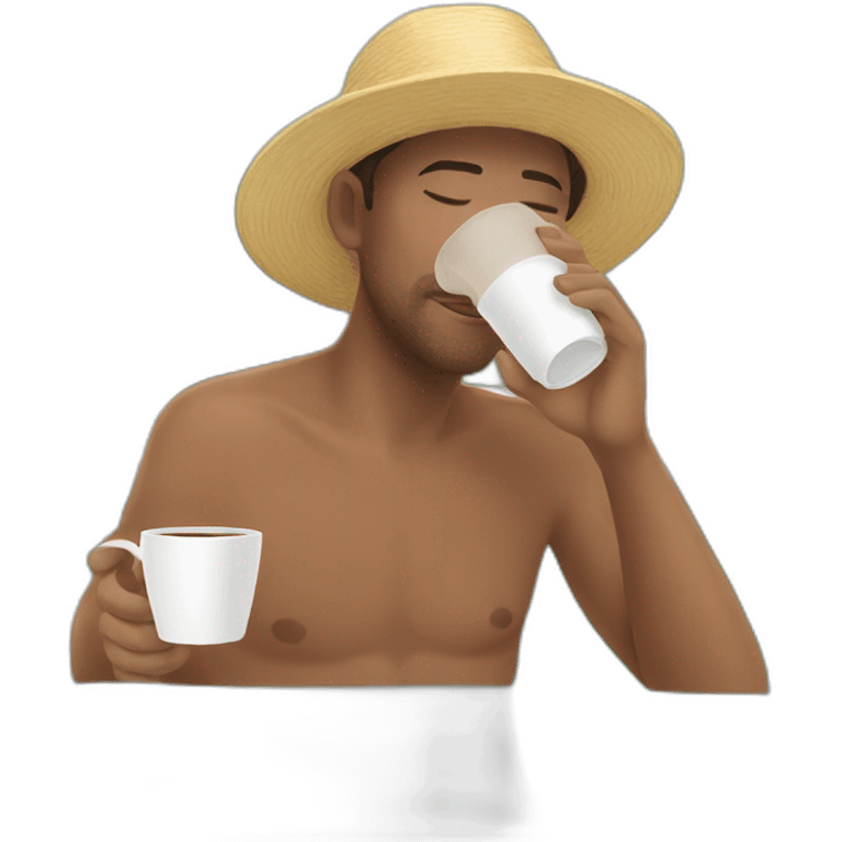 Person drinking coffee by a pool emoji