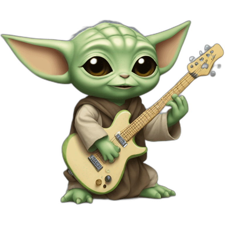 Baby yoda grogu playing electric guitar emoji