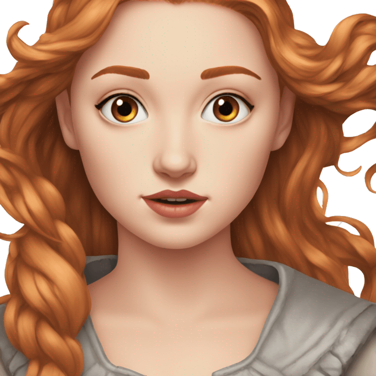 Emily Elizabeth, teenager, Sansa Stark, hyperreal, photoreal portrait emoji