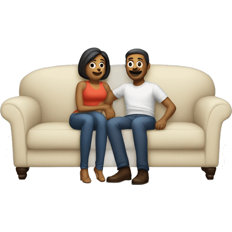 Pareja abrazada en un sofá  emoji