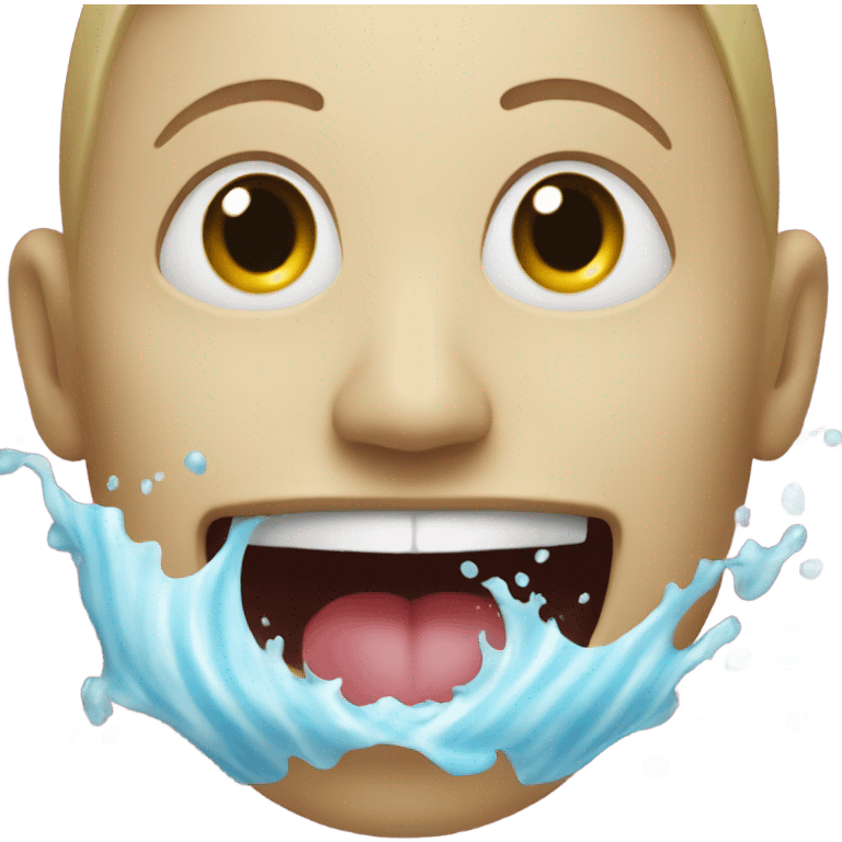 Face with toungue out with white water on face  emoji