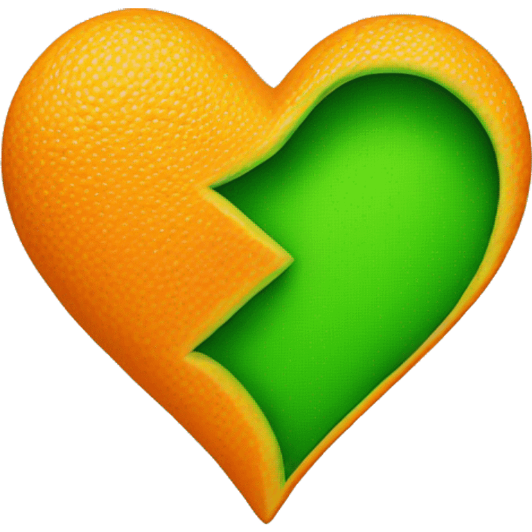 One Half orange and green heart emoji