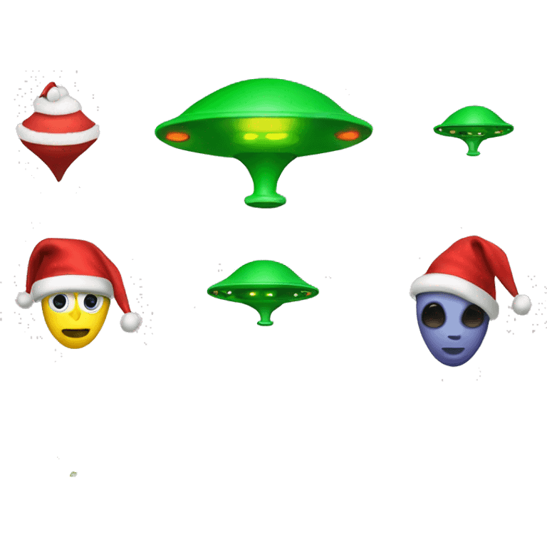 Alien and Christmas tree ufo emoji