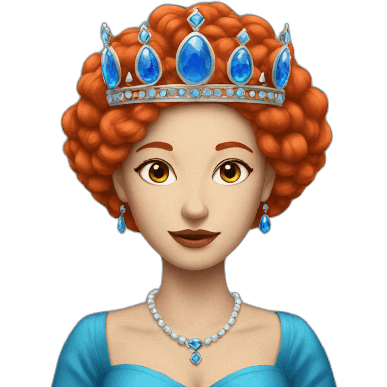 A queen with red hair with blue emoji