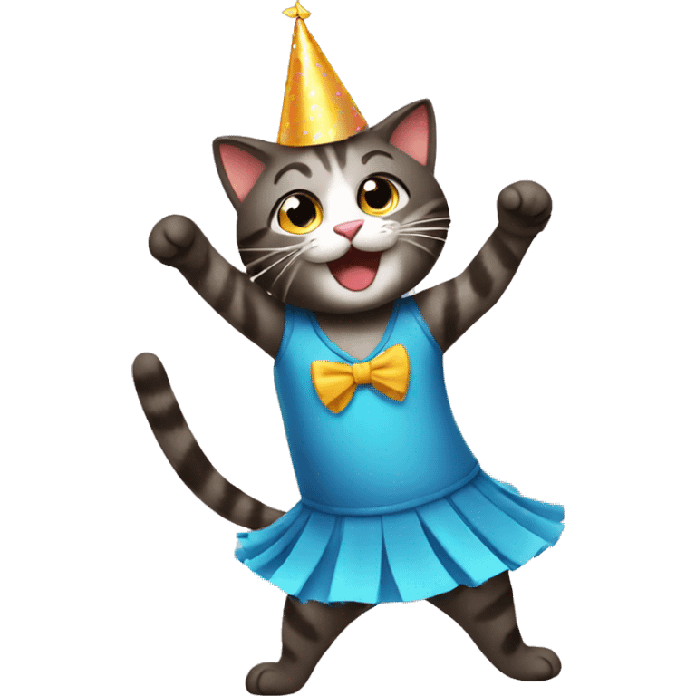 Cat dancing birthday emoji