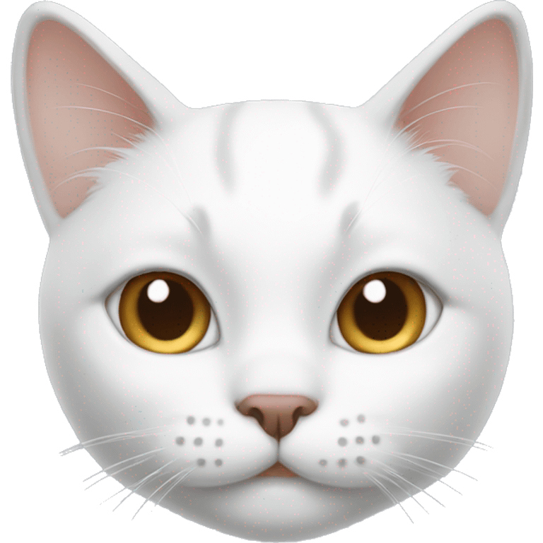 White cat with one brown ear and one white ear emoji