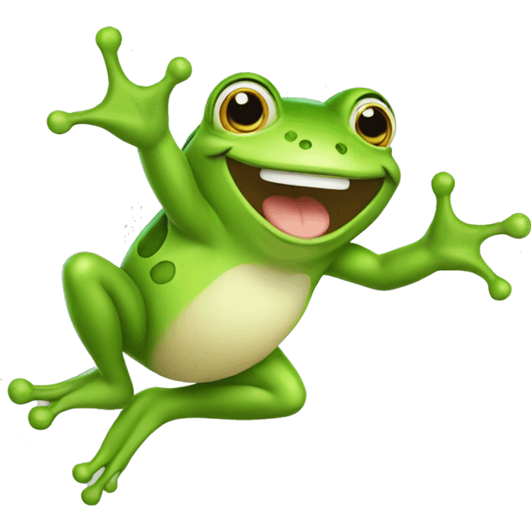 Happy cute frog jumping  emoji