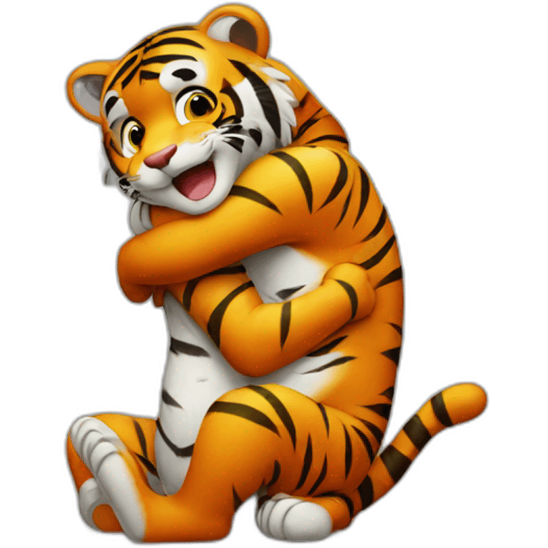 Tiger-hug-baby-tiger emoji