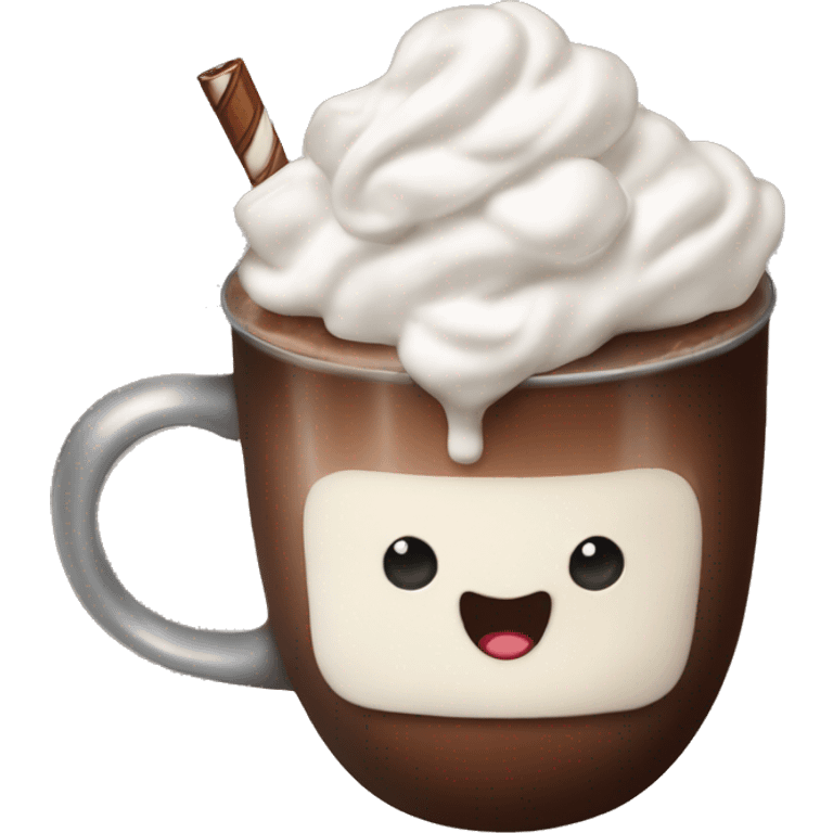 Hot chocolate with marshmallows and whipped cream emoji