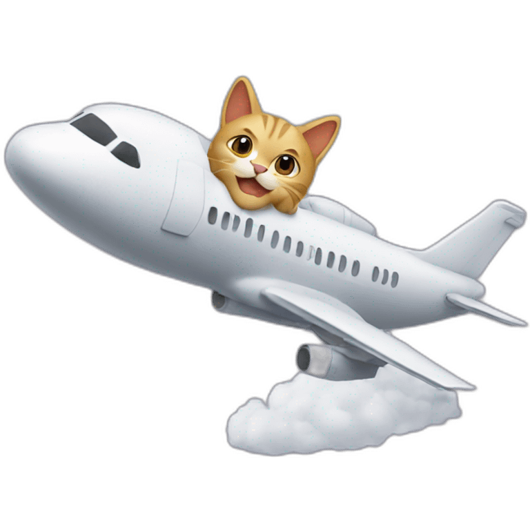 a cat flying on the plane emoji