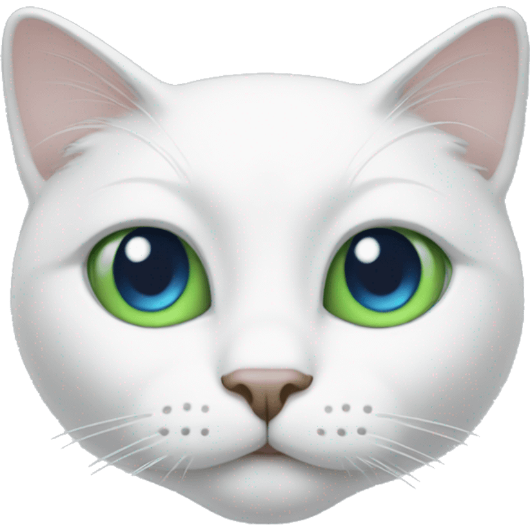 white cat with right eye blue and left eye green. emoji