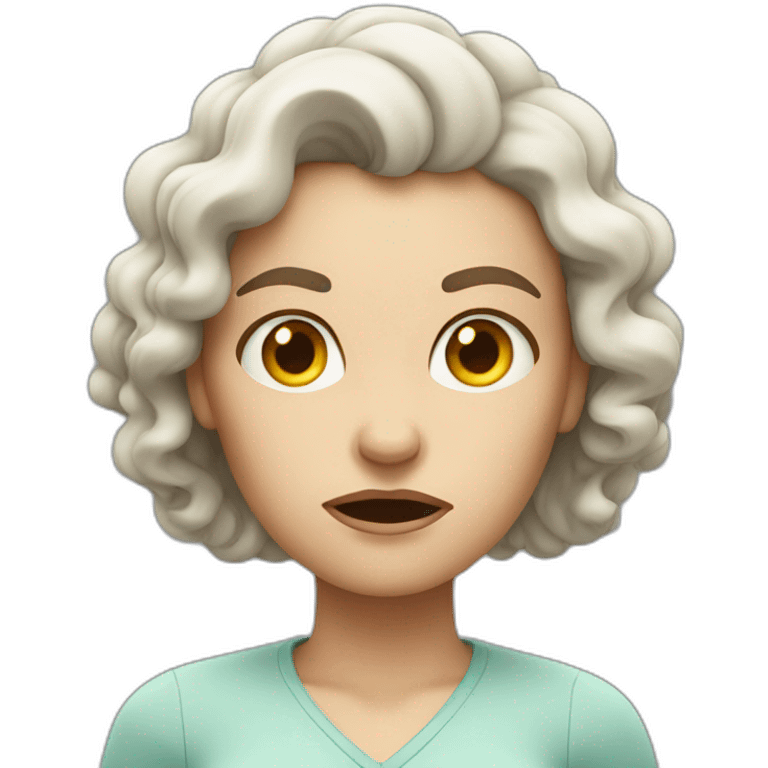 curly white woman with an angry expression on her face emoji